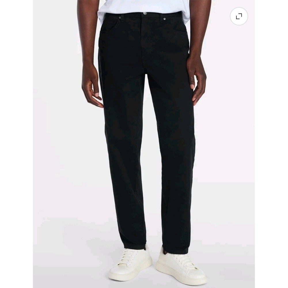 George Mens 5 Pocket Twill Pants Black Soot Stretch Slim Fit 46x30 Casual New